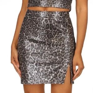 Michael Kors Silver Leopard Pencil Skirt
